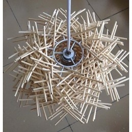 Moderne Og Sammentrukket Droplight Med 1 Lyspære I Tre, Håndvevd