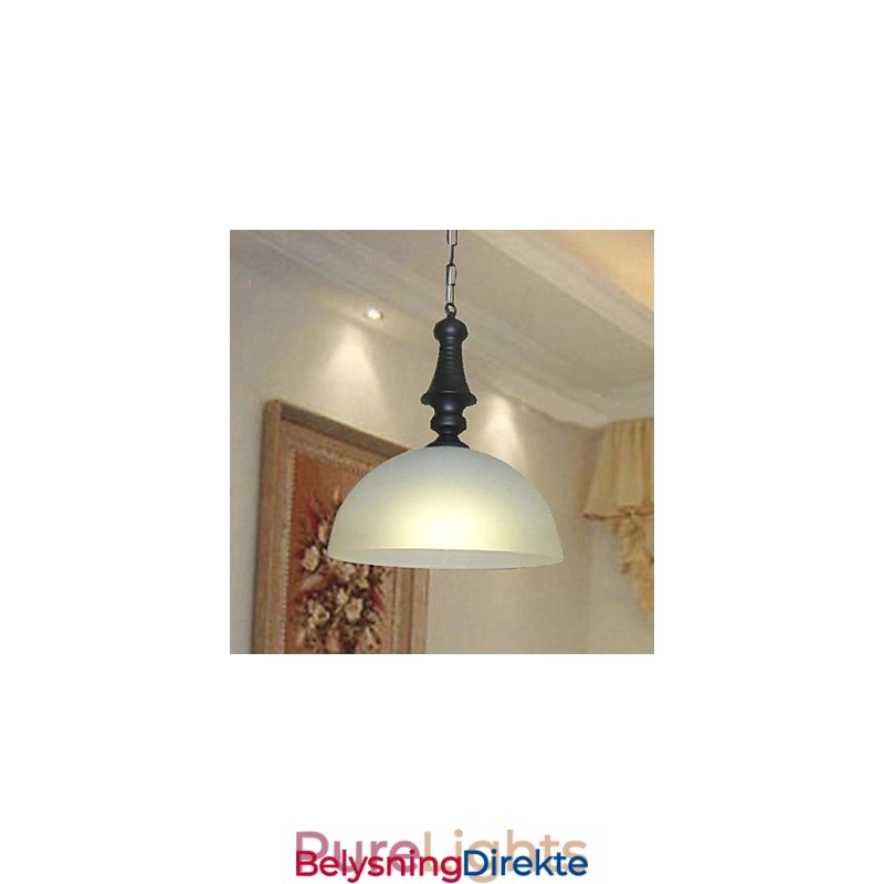 Tradisjonell Klassisk Bolle I Ministil Med Maleri I Metall, Anhengslampe