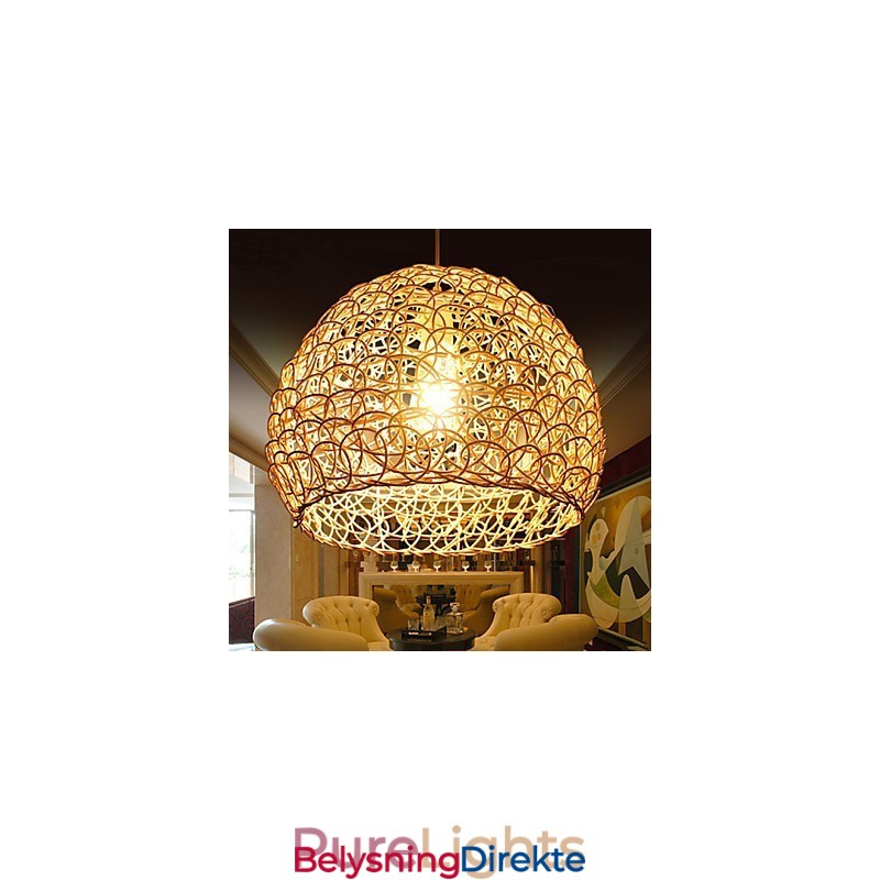 Moderne Landlig Cany Art Vevd Rotting Enkelthodet Droplight-Lampe