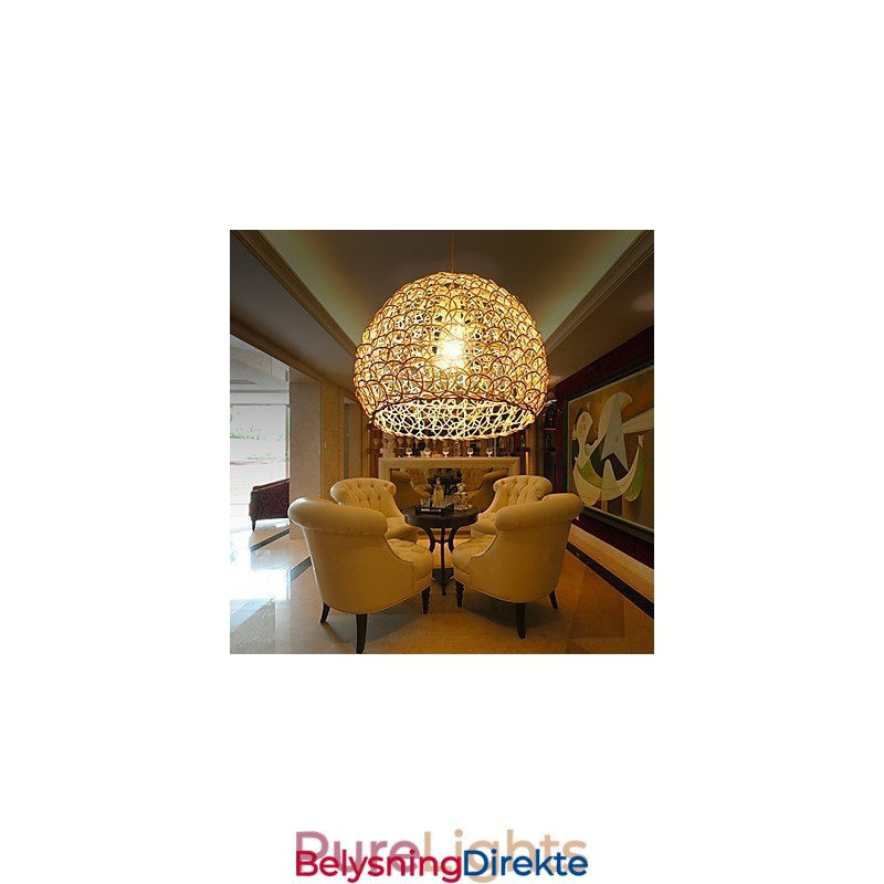 Moderne Landlig Cany Art Vevd Rotting Enkelthodet Droplight-Lampe