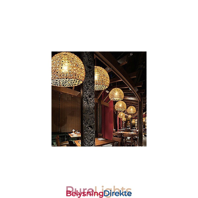 Moderne Landlig Cany Art Vevd Rotting Enkelthodet Droplight-Lampe