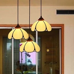 Europeisk Landlig Kreativ Kunst Lysekrone I Farget Glass Restaurering Av Gamle Skikker Lampelys