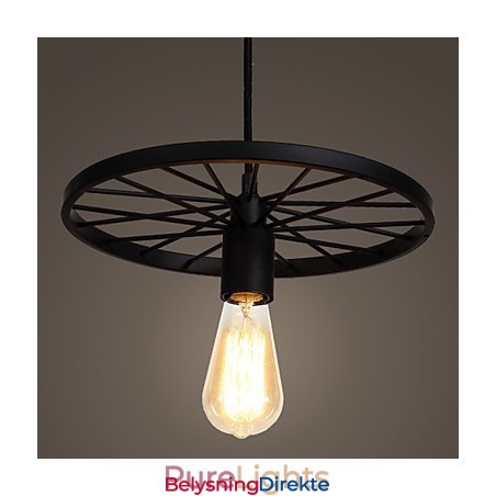 Loft Retro Pendellamper Amerikansk Landlig Smijernslysekrone I Industriell Stil Med Hjul