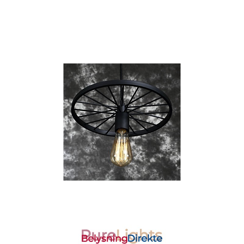 Loft Retro Pendellamper Amerikansk Landlig Smijernslysekrone I Industriell Stil Med Hjul