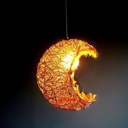 Moderne Landlig Cany Art Vevd Rotting Enkelthodet Droplight-Lampe