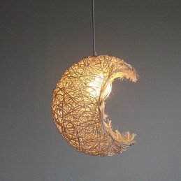 Moderne Landlig Cany Art Vevd Rotting Enkelthodet Droplight-Lampe