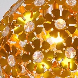 Moderne, Samtidskunstnerisk Krystalllysekrone I Gullfarget Metall