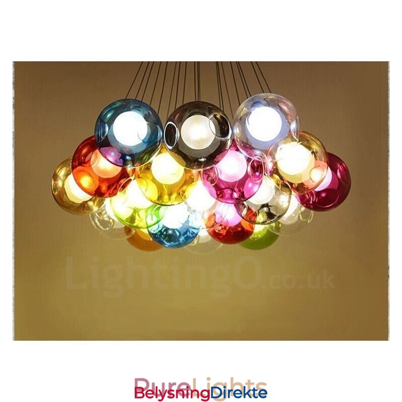 Kreativ Nordisk Farge Gjenoppretter Gamle Måter Gullfiskskål Glass Kreativ Dråpelampe Lys (Hvis Du Bestiller Flere Glasskuler, Kommer Den Med Én Anhengslampe) (Vennligst Velg Antall Og Farge På Glasskulen Nedenfor)