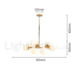 Moderne Lysekrone Med 8 Lys Og Glassskjerm