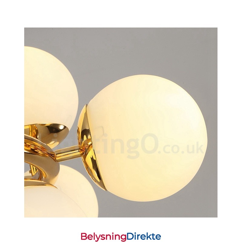 Moderne Lysekrone Med 8 Lys Og Glassskjerm