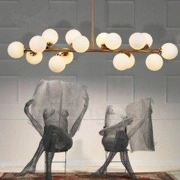 Moderne Samtidslysekrone Med 16 Lys, Glassskjerm Og Lampe