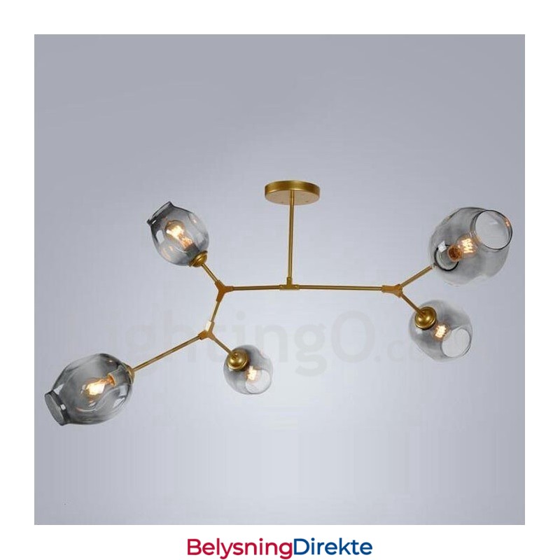 Moderne Samtidskrone Med 5 Lys Og Glassskjerm