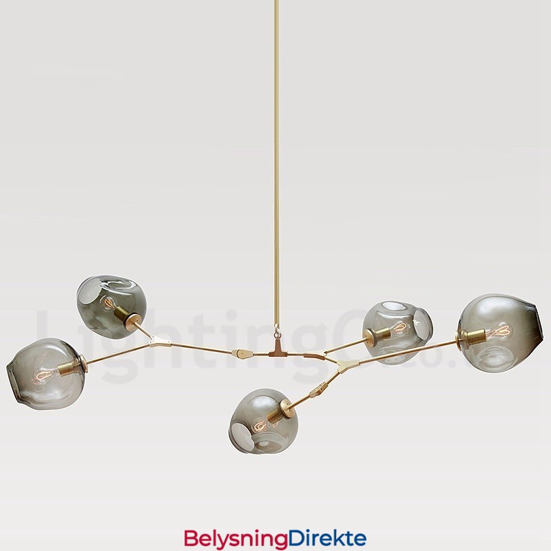 Moderne Samtidskrone Med 5 Lys Og Glassskjerm