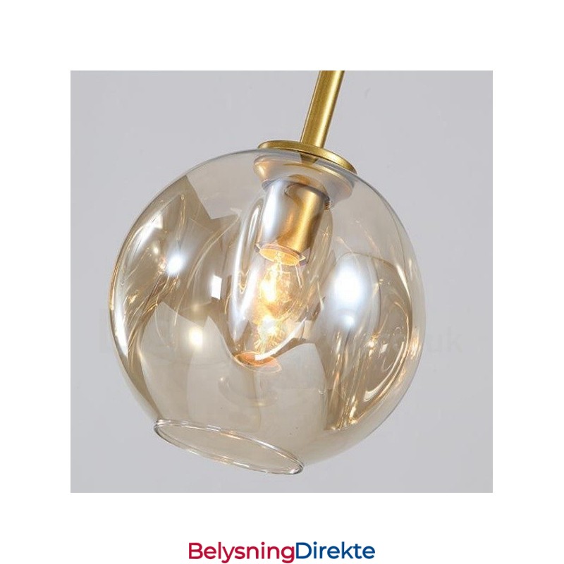 Moderne, Samtidskunstnerisk Lysekrone Med 7 Lys, Skjerm Og Lampe I Klart Glass