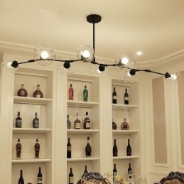 Moderne Lysekrone Med 8 Lys Med Klar Glassskjerm Og Lampe (Svart Gyllen)