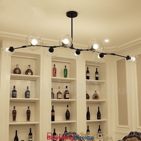 Moderne Lysekrone Med 8 Lys Med Klar Glassskjerm Og Lampe (Svart Gyllen)