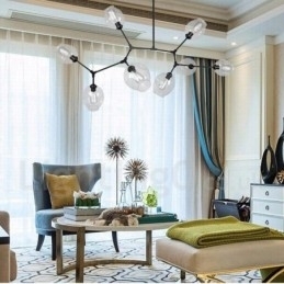 Moderne Lysekrone Med 8 Lys Med Klar Glassskjerm Og Lampe (Svart Gyllen)