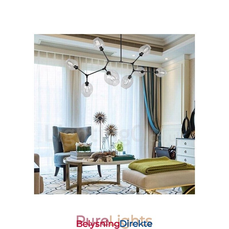 Moderne Lysekrone Med 8 Lys Med Klar Glassskjerm Og Lampe (Svart Gyllen)