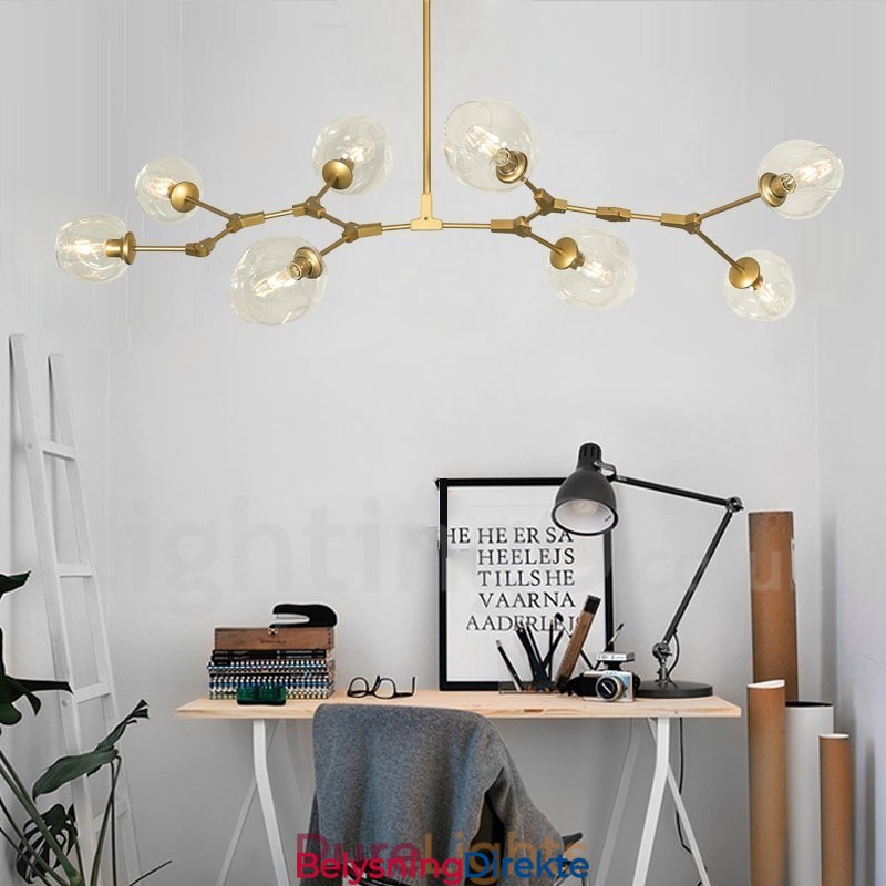 Moderne Lysekrone Med 8 Lys Med Klar Glassskjerm Og Lampe (Svart Gyllen)