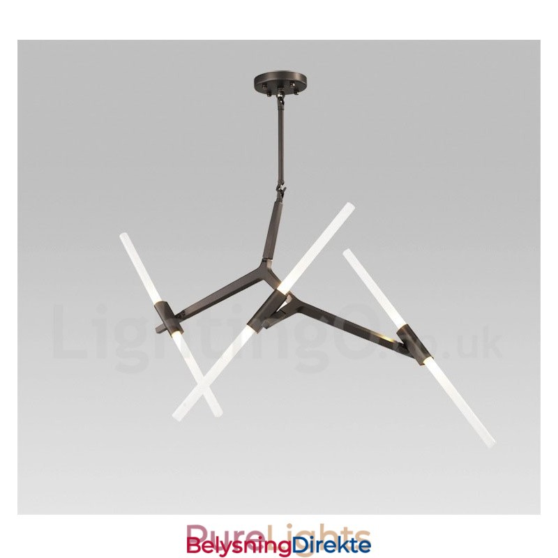 6 Lys Moderne Samtidskunst Lysekrone I 2 Etasjer (Svart Gyllen)