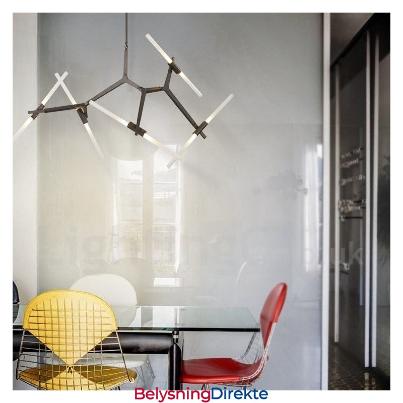 10-Lys Moderne Samtidslysekrone (Svart Gyllen)