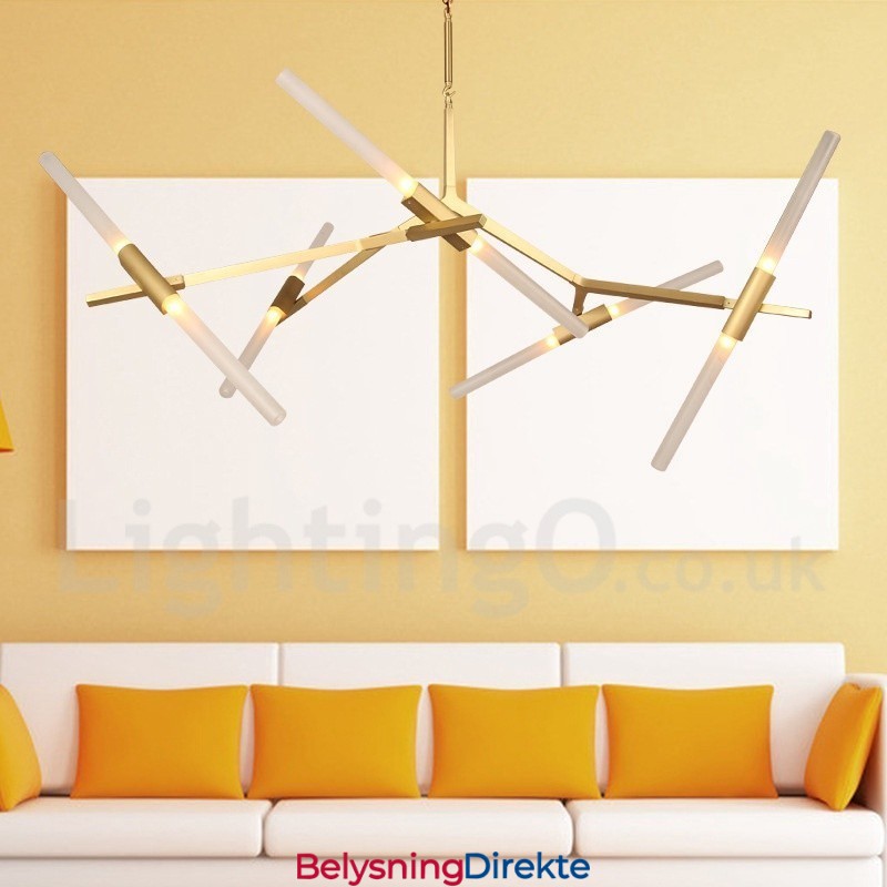 10-Lys Moderne Samtidslysekrone (Svart Gyllen)