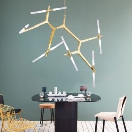 12-Lys Moderne Samtidslysekrone (Svart Gyllen)