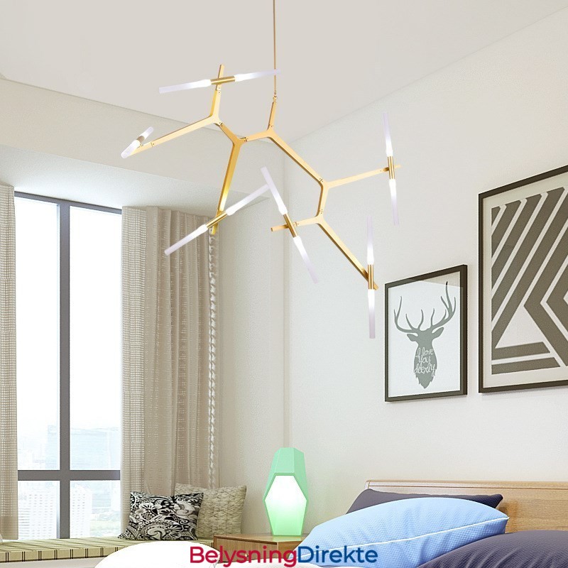 12-Lys Moderne Samtidslysekrone (Svart Gyllen)