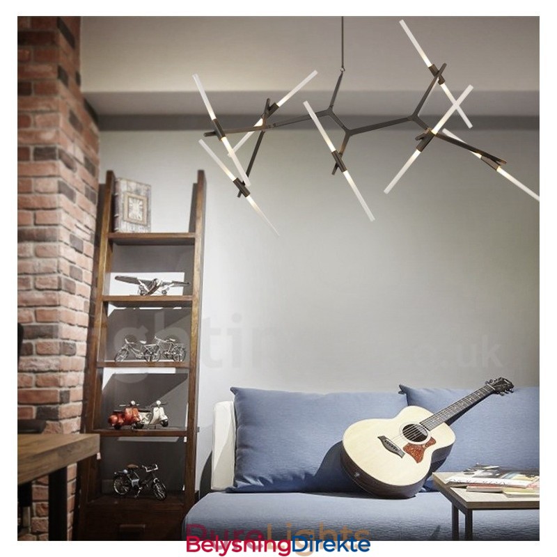 14-Lys Moderne Samtidslysekrone (Svart Gyllen)