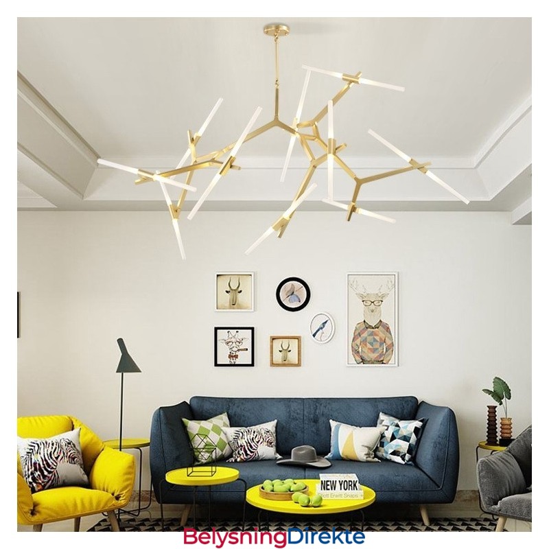 Moderne Samtids 20 Lysende Lysekrone (Svart Gylden)