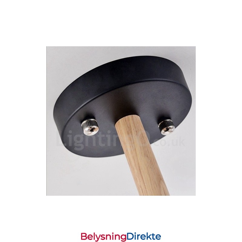 Moderne Og Samtidskunstnerisk Lysekrone I Tre Med 6 Lyskilder Og Trommestoff (Svart Og Hvit)