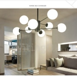 Svart 8-Lys Moderne Samtidskunstnerisk 2-Etasjes Metalllysekrone Med Glassskjerm