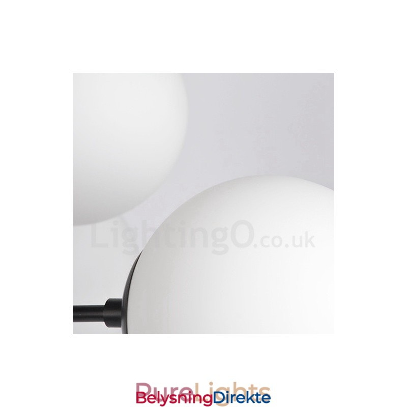 Svart 8-Lys Moderne Samtidskunstnerisk 2-Etasjes Metalllysekrone Med Glassskjerm