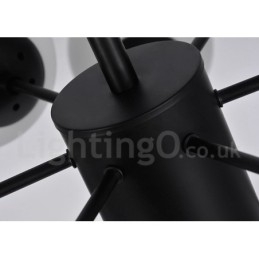 Svart Lysekrone I Metall Med 12 Lys Og 2 Etasjer Og Glassskjerm, Moderne Og Samtidsstil