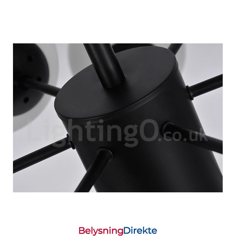 Svart Lysekrone I Metall Med 12 Lys Og 2 Etasjer Og Glassskjerm, Moderne Og Samtidsstil