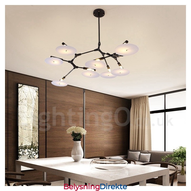 Svart 8-Lys Moderne Samtidslysekronelampe