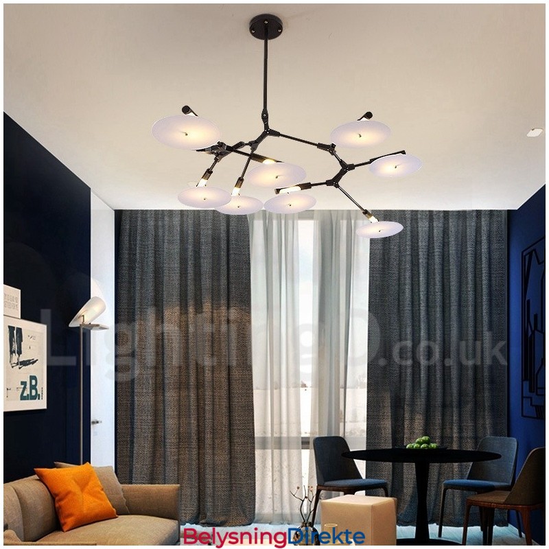 Svart 8-Lys Moderne Samtidslysekronelampe