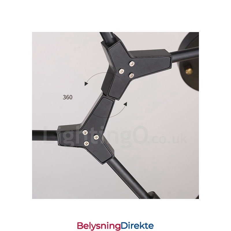 Svart 8-Lys Moderne Samtidslysekronelampe