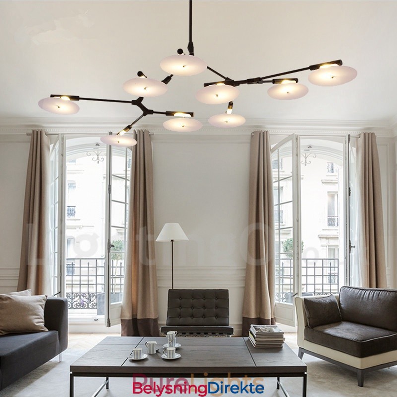 Svart 9-Lys Moderne Samtidslysekronelampe