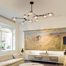 Svart 9-Lys Moderne Samtidslysekronelampe