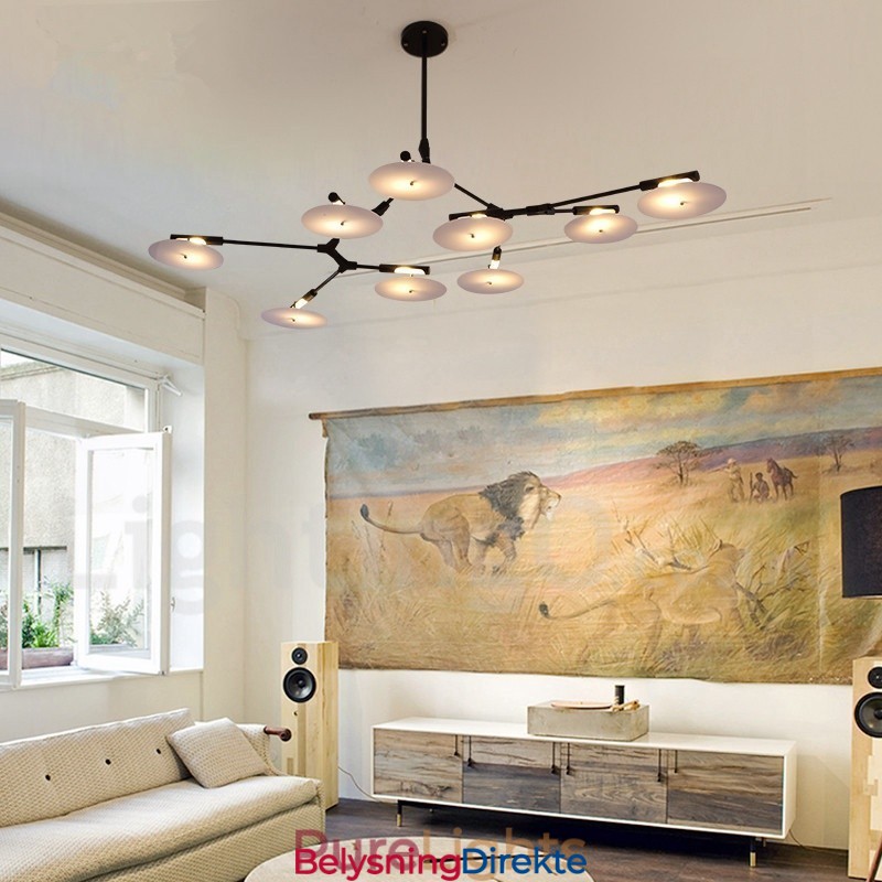 Svart 9-Lys Moderne Samtidslysekronelampe