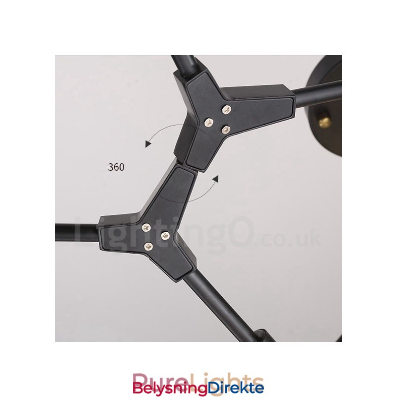 Svart 9-Lys Moderne Samtidslysekronelampe