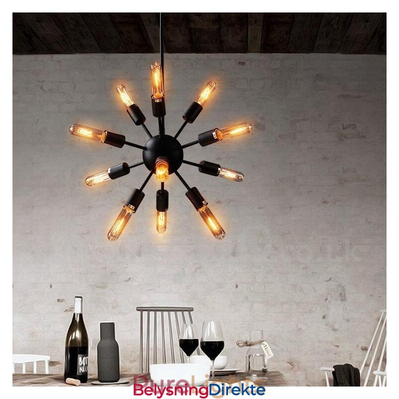 Retro Vintage Sputnik-Lysekrone Med 12 Lys