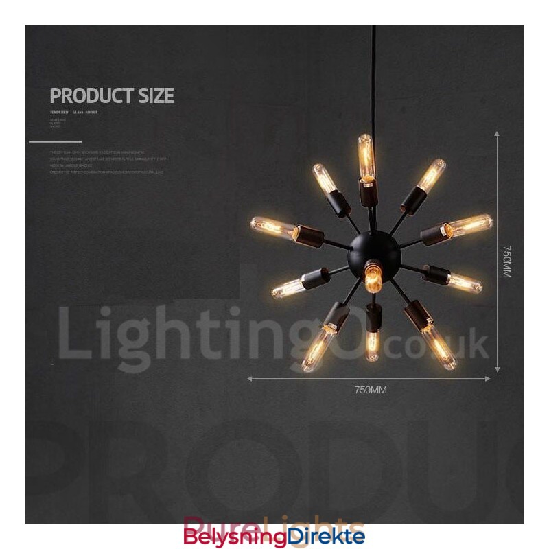 Retro Vintage Sputnik-Lysekrone Med 12 Lys