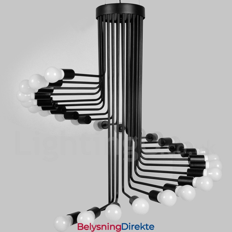 Svart 26 Lys Retro Vintage Moderne Samtidslysekronelampe
