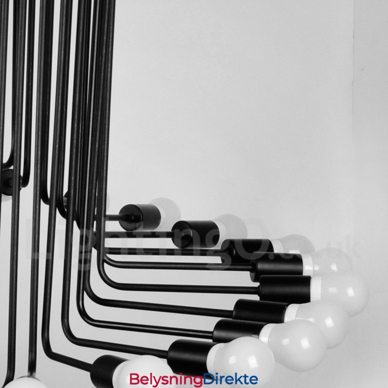 Svart 26 Lys Retro Vintage Moderne Samtidslysekronelampe