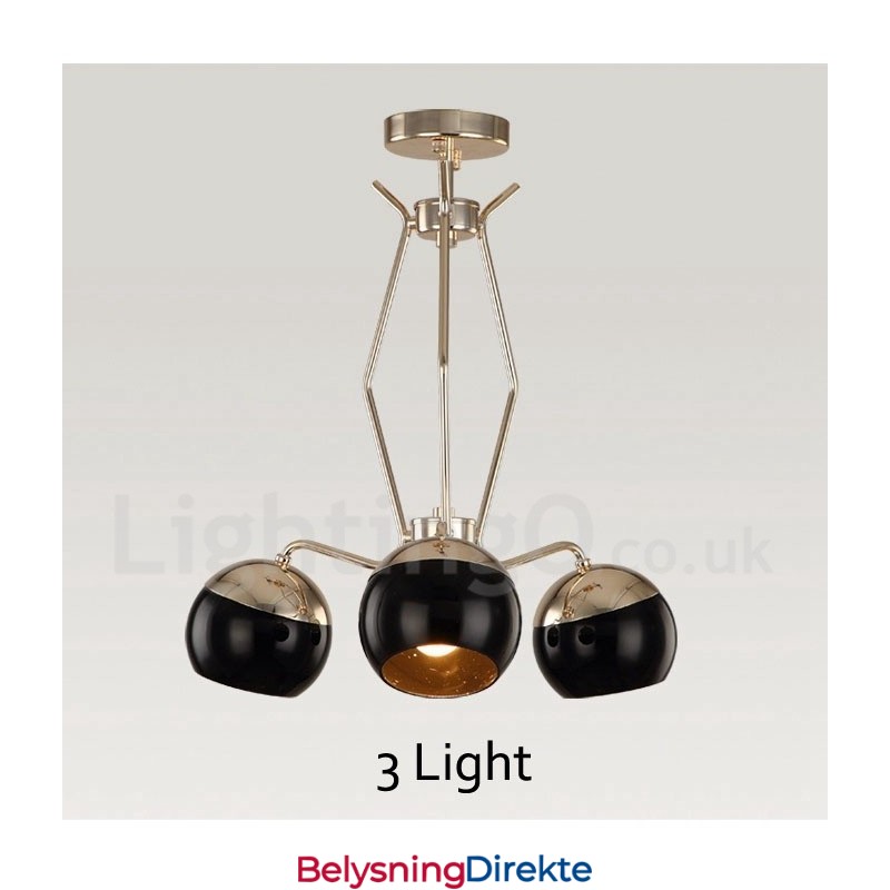 3-Lyss, Ett-Etasjes Moderne, Samtidskunstnerisk Lysekrone I Metall Med Glassskjerm