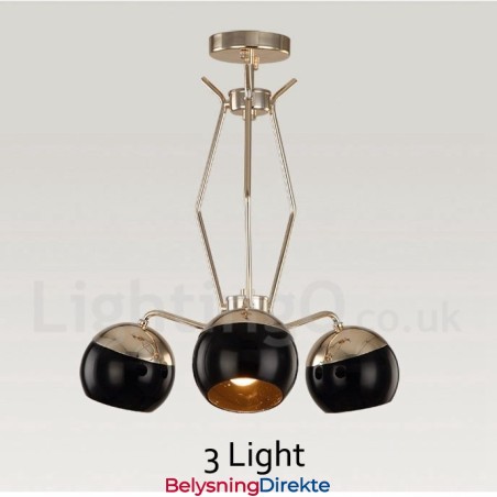 3-Lyss, Ett-Etasjes Moderne, Samtidskunstnerisk Lysekrone I Metall Med Glassskjerm