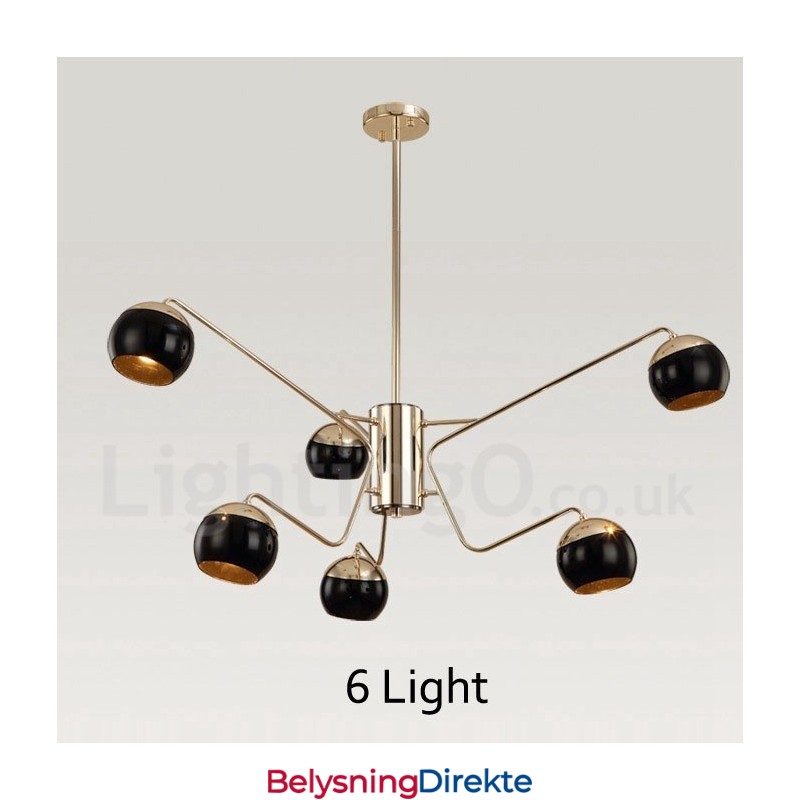 6 Lys, 2-Etasjes Moderne, Samtidskunstnerisk Lysekrone I Metall Med Glassskjerm