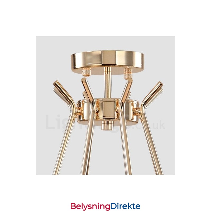 6 Lys, 2-Etasjes Moderne, Samtidskunstnerisk Lysekrone I Metall Med Glassskjerm